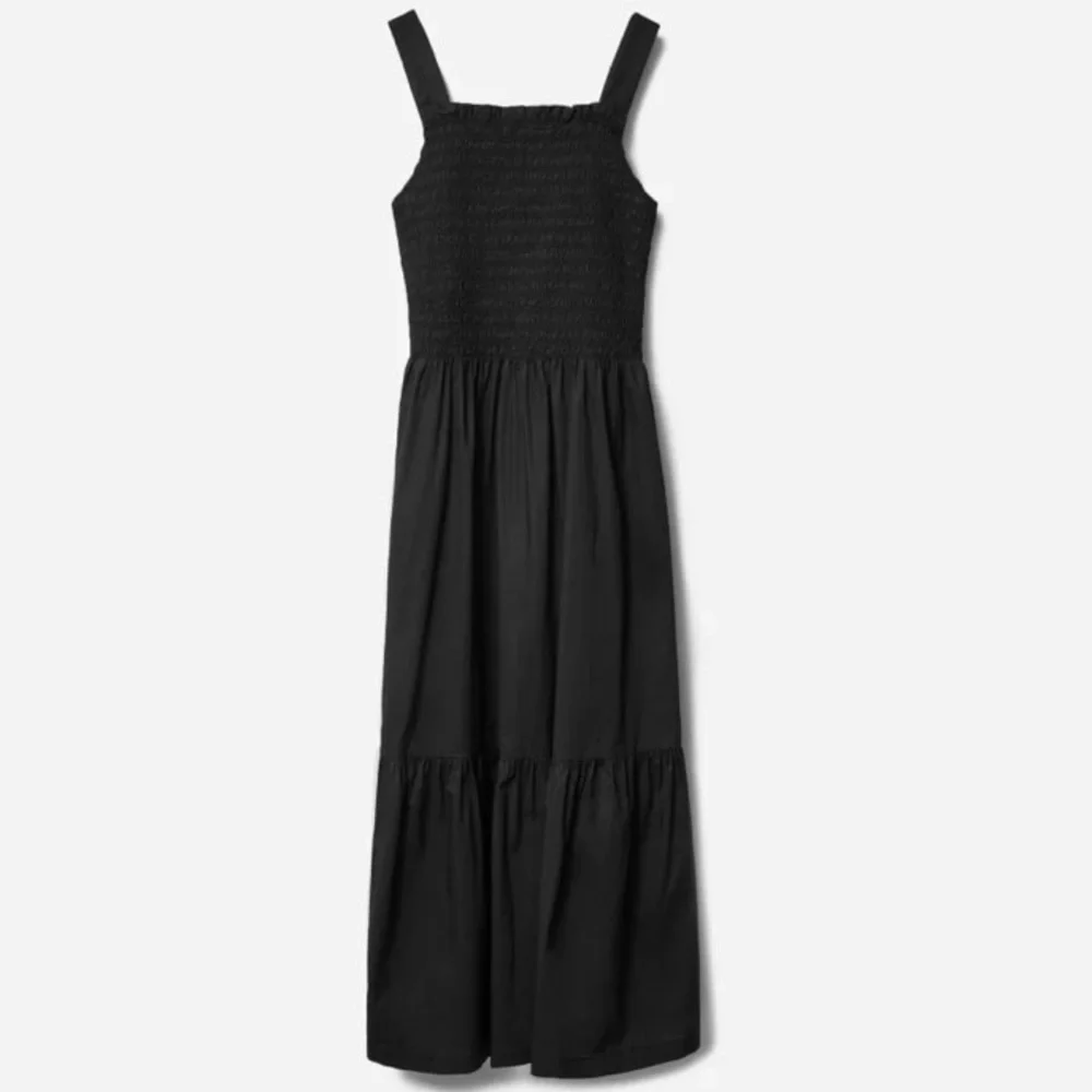 Everlane Elegant Black Sleeveless Maxi Dress Smock Cotton Poplin L NWT - Picture 3 of 4
